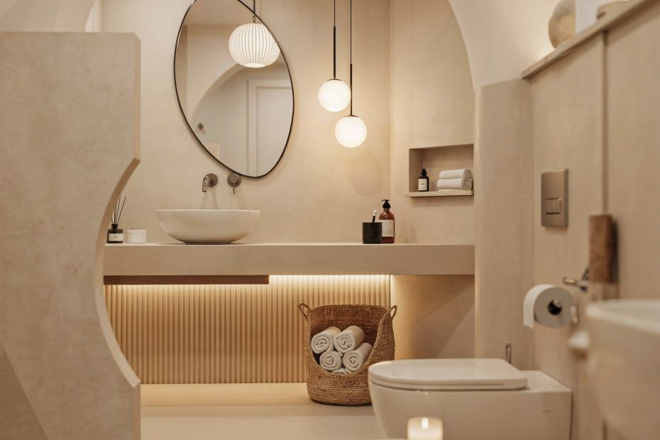 Minimalist Half Bath Idea | Irregular Round Niche Toilet Design | Small Bathroom Decor
