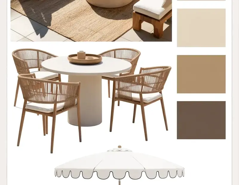 Neutral Outdoor Living Room Mood Board | Quick Tips for a Cohesive Patio Design