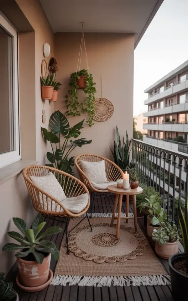 Bohemian Balcony Decor: How to Style a Small Terrace with Rattan Chairs