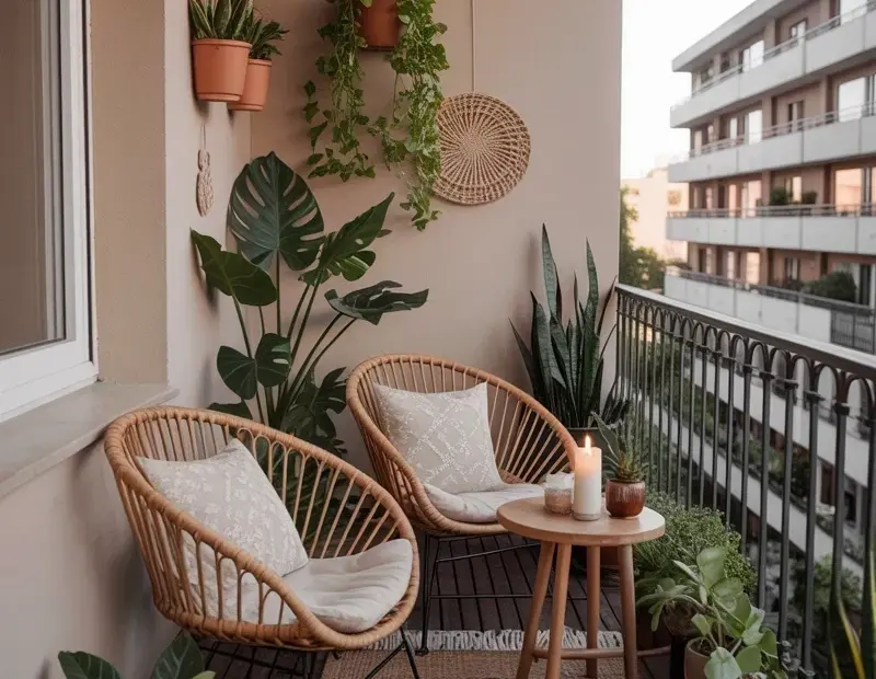 Bohemian Balcony Decor: How to Style a Small Terrace with Rattan Chairs