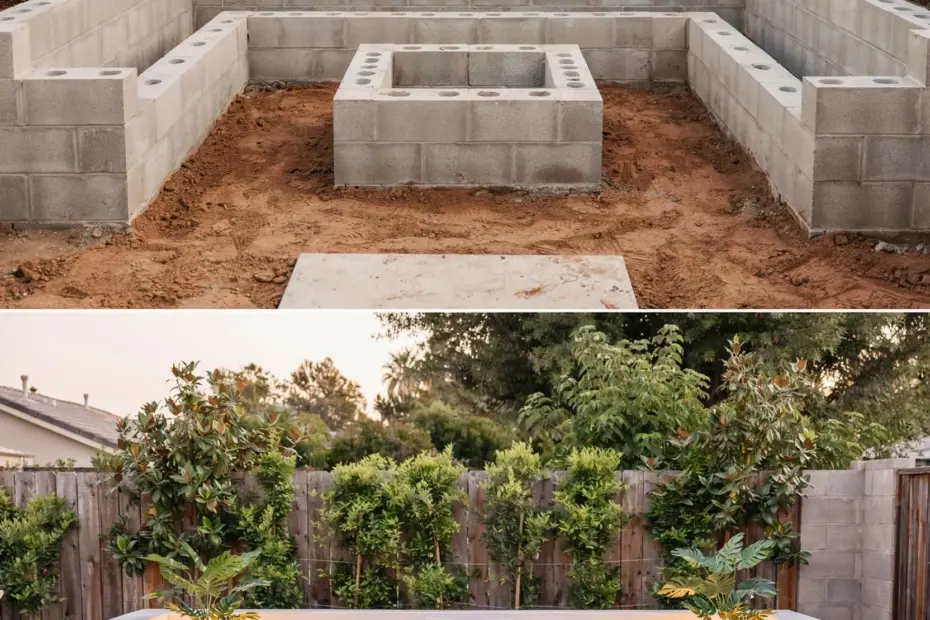 DIY Cinder Block Backyard Seating Area With Fire Pit - Perfect for Summer Nights