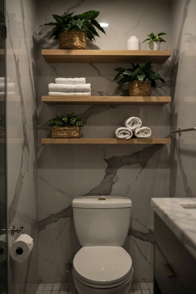 Small Bathroom Vertical Storage Ideas | Above Toilet Shelves & Cabinets