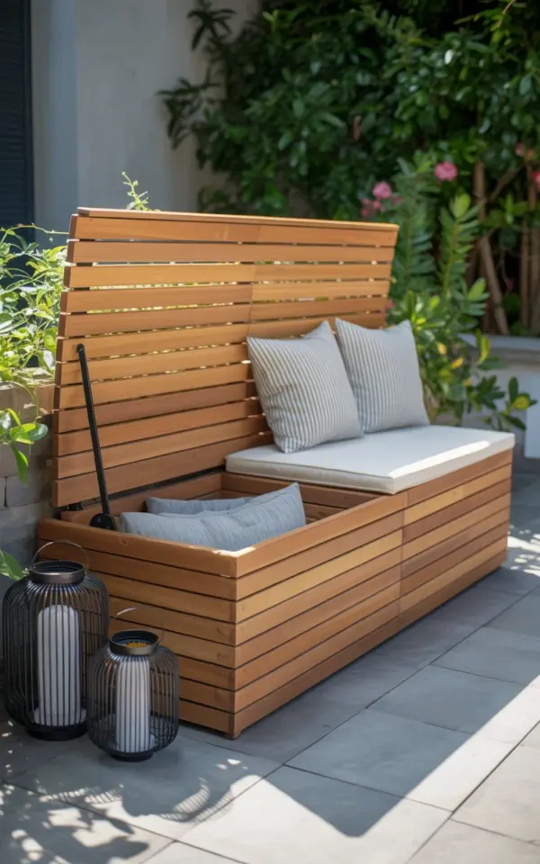 Outdoor Patio Storage Bench with Cedar Lid | Modern Patio Decor Ideas for Stylish Storage