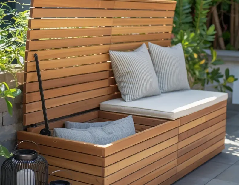 Outdoor Patio Storage Bench with Cedar Lid | Modern Patio Decor Ideas for Stylish Storage
