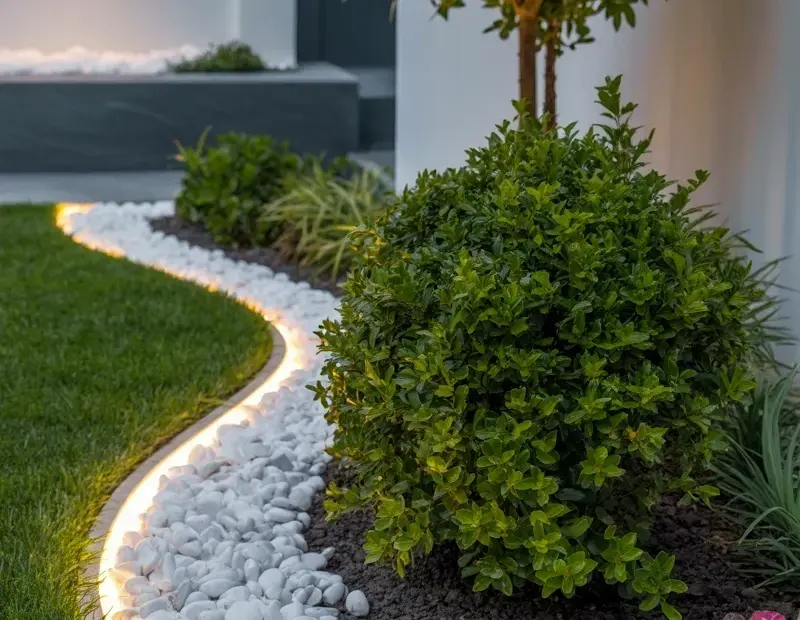 Modern Garden Landscape Design: How to Build a Curved LED Rock Border