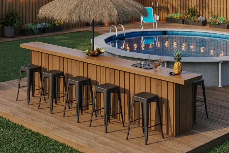 Poolside Bar Mistake: Why Your Backyard Bar Needs String Lights